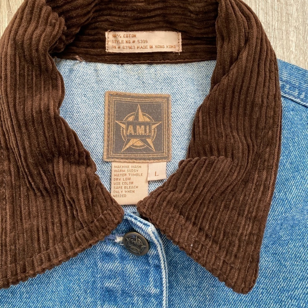 Vintage Jean Denim Corduroy Collar Vest - Picture 5 of 10